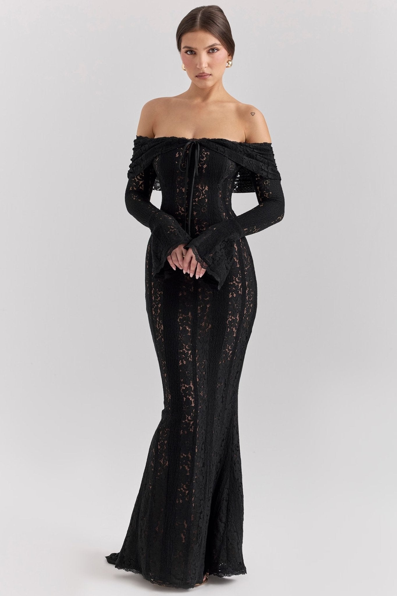 ASRA Vintage floral lace off shoulder maxi dress - SoleilVibe