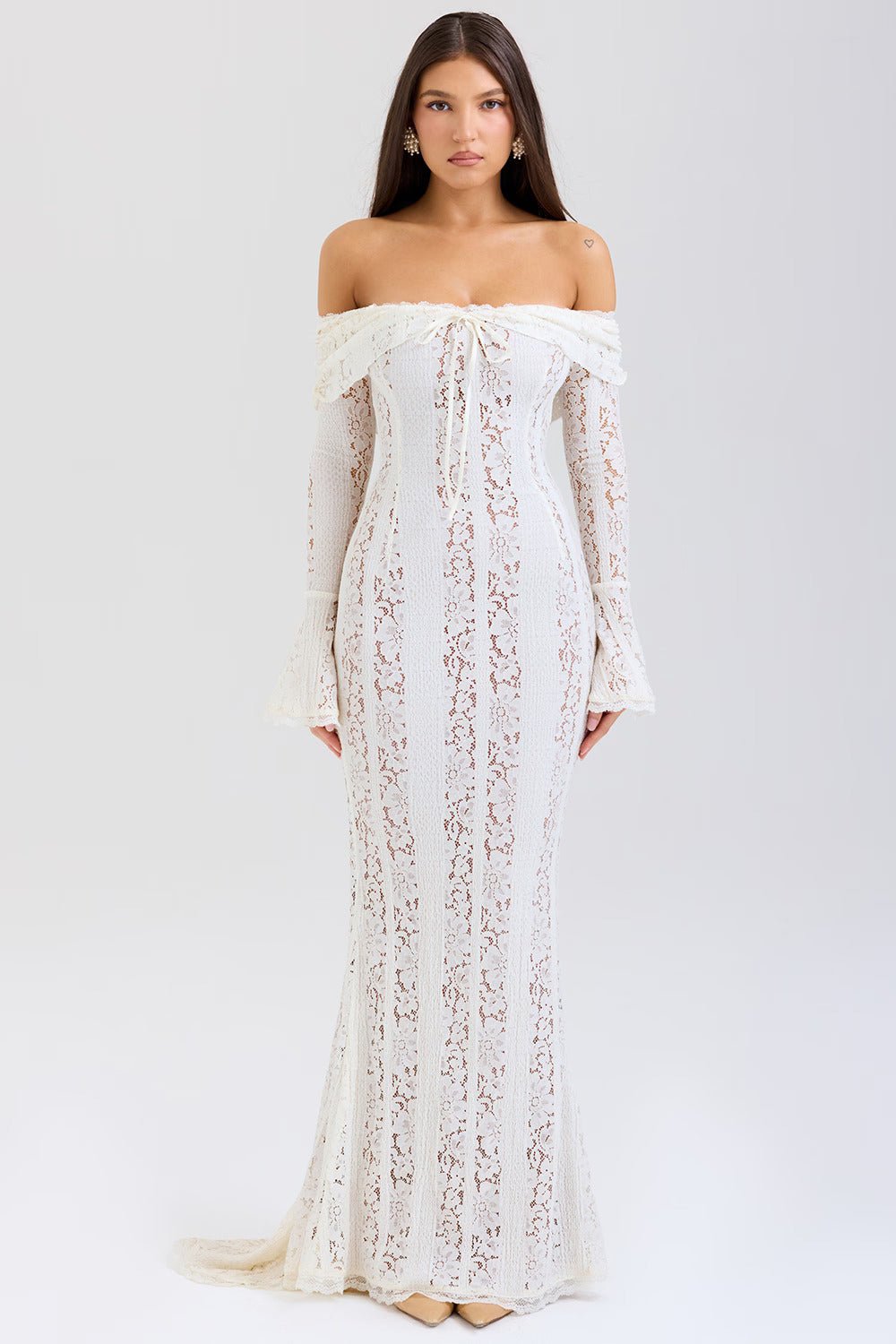 ASRA Vintage floral lace off shoulder maxi dress - SoleilVibe