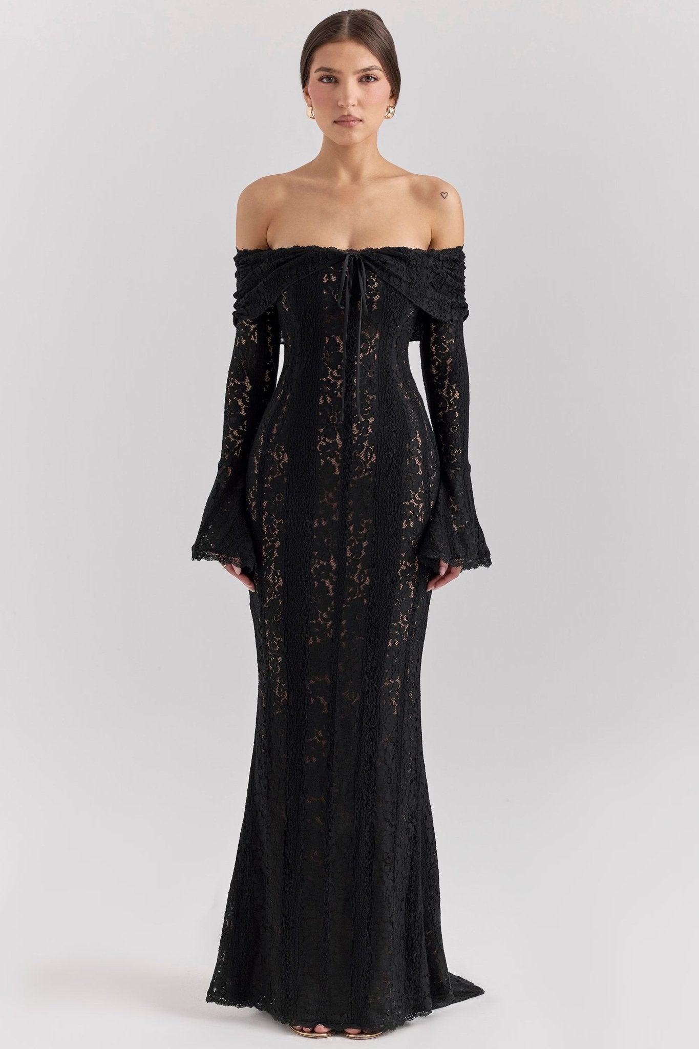 ASRA Vintage floral lace off shoulder maxi dress - SoleilVibe