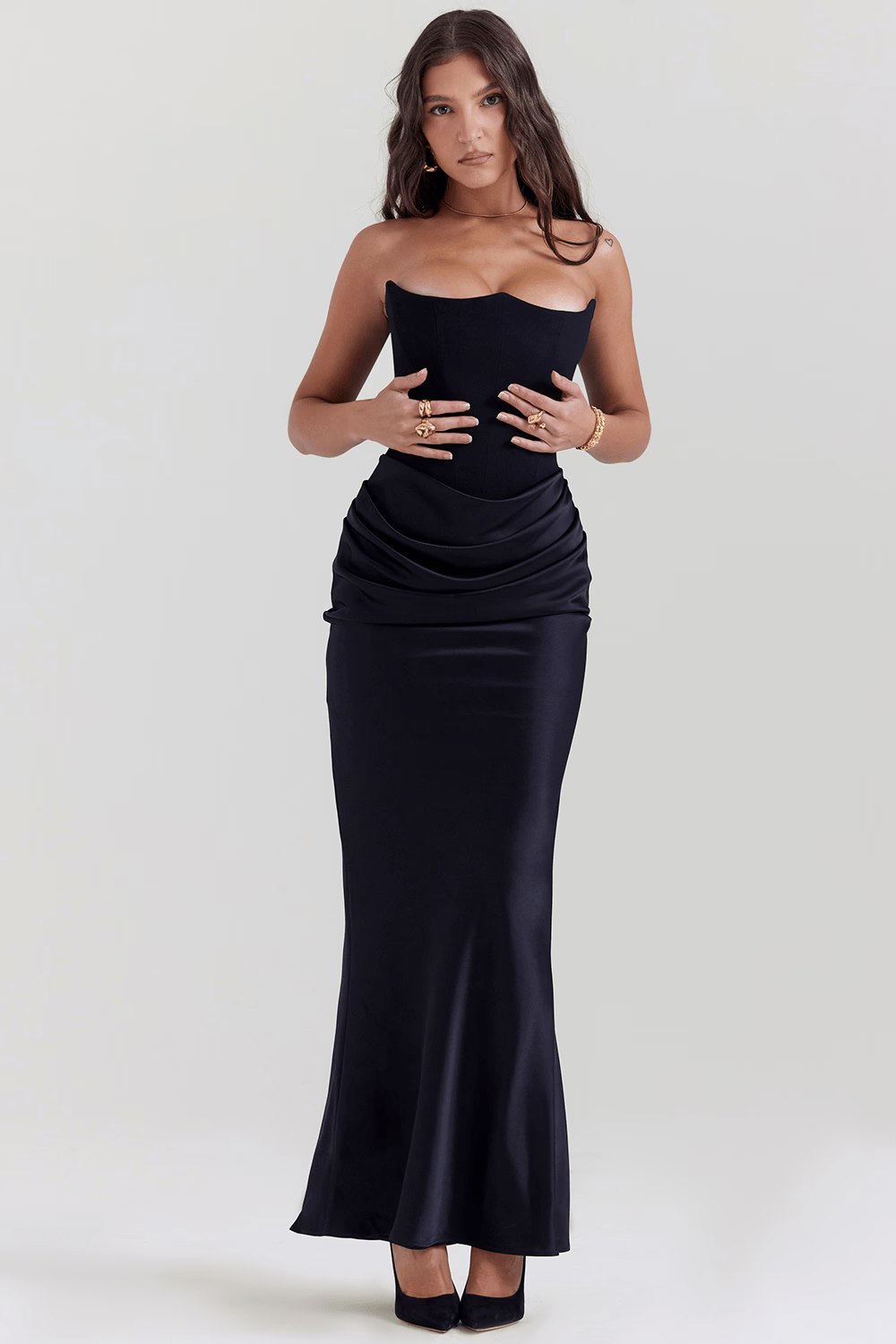 EMILY Black strapless corset dress - SoleilVibe